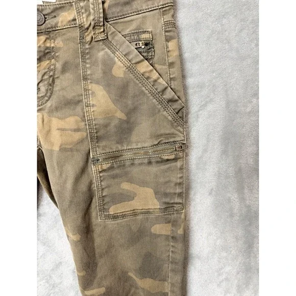 Joie Skinny Crop Ankle Zip Pants Jeans Moto Cargo SZ 26 Green - Picture 3 of 8